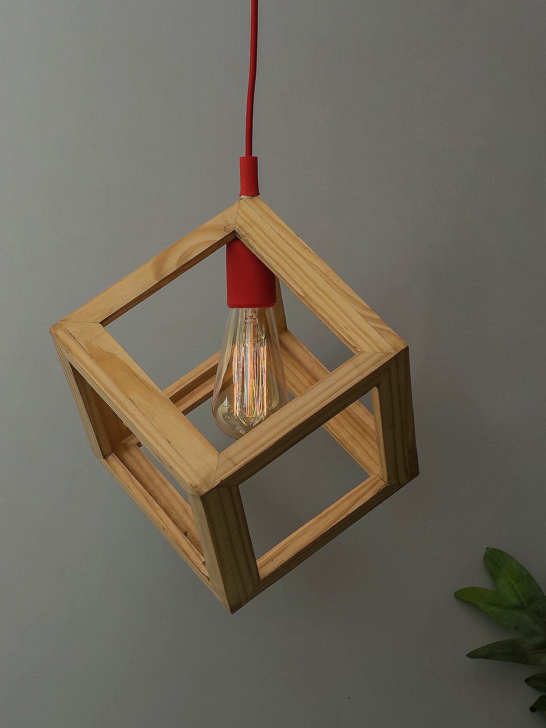 Homesake Beige Solid Handcrafted Cube Pendent Lamp