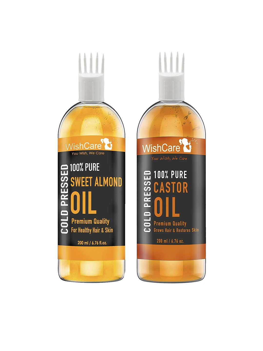 WishCare Unisex Combo of 100% Pure Castor Oil and Sweet Almond Oil 400 ml