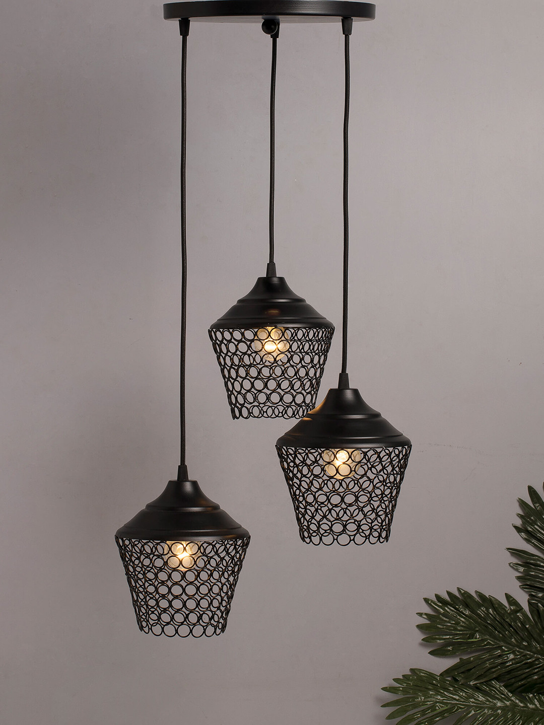 Homesake Black Textured Handcrafted Wall or Ceiling Cluster Light