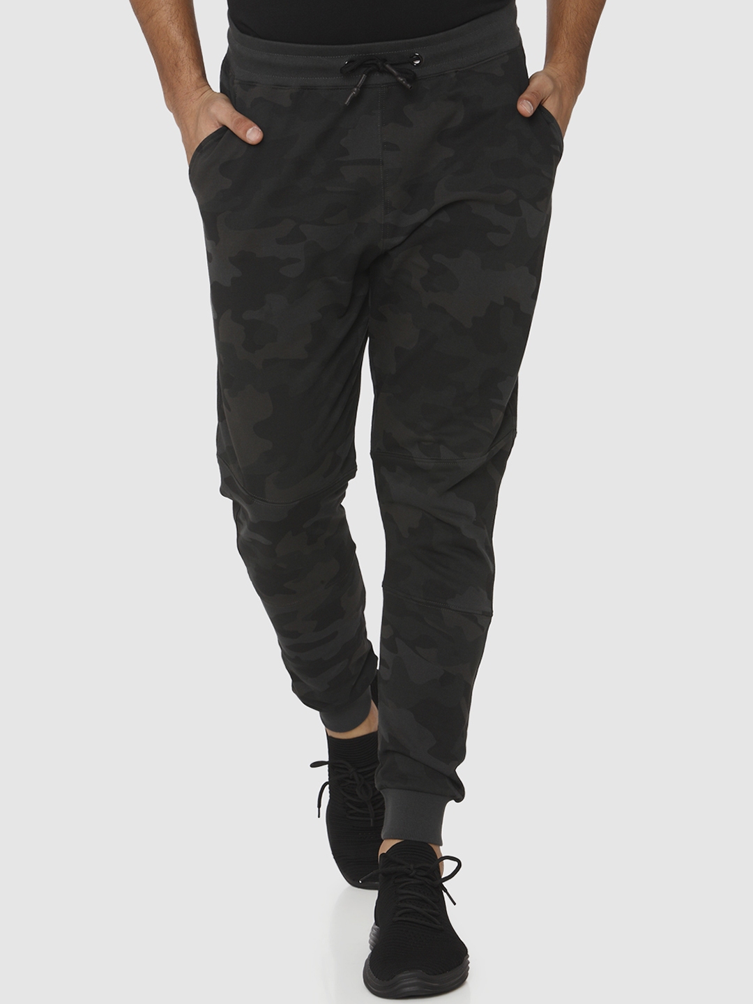 Buy Mufti Men Charcoal Grey Camouflage Slim Fit Joggers Track