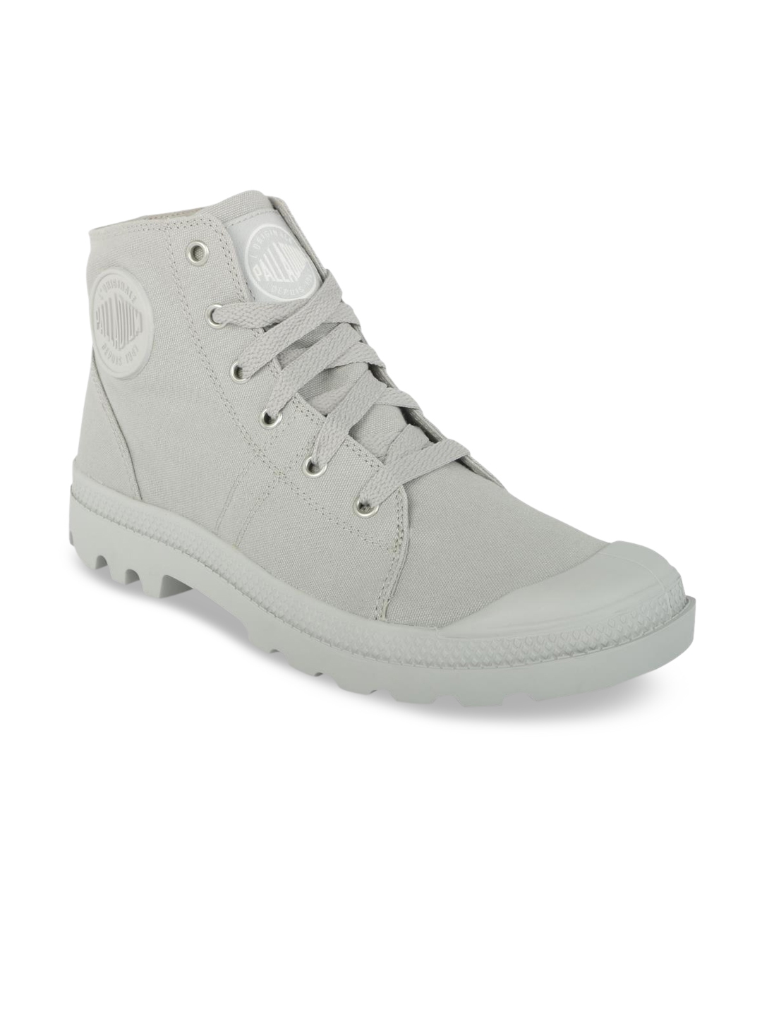 PALLADIUM Men Grey Solid Canvas Mid Top Flat Boots
