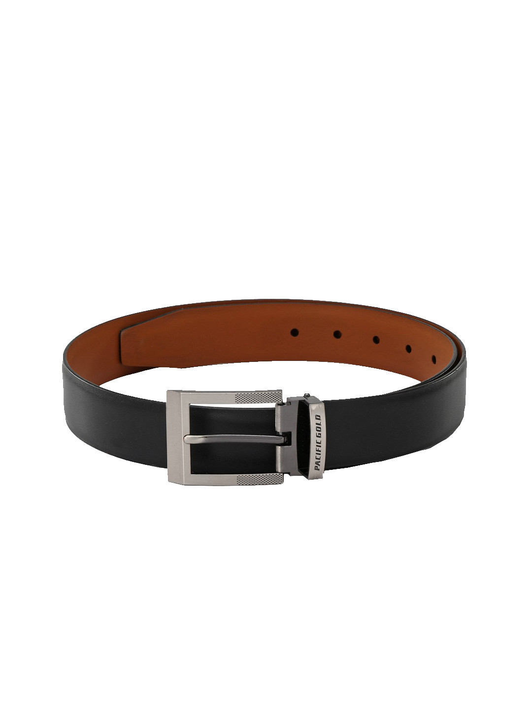 Pacific Gold Men Black & Tan Solid Belt