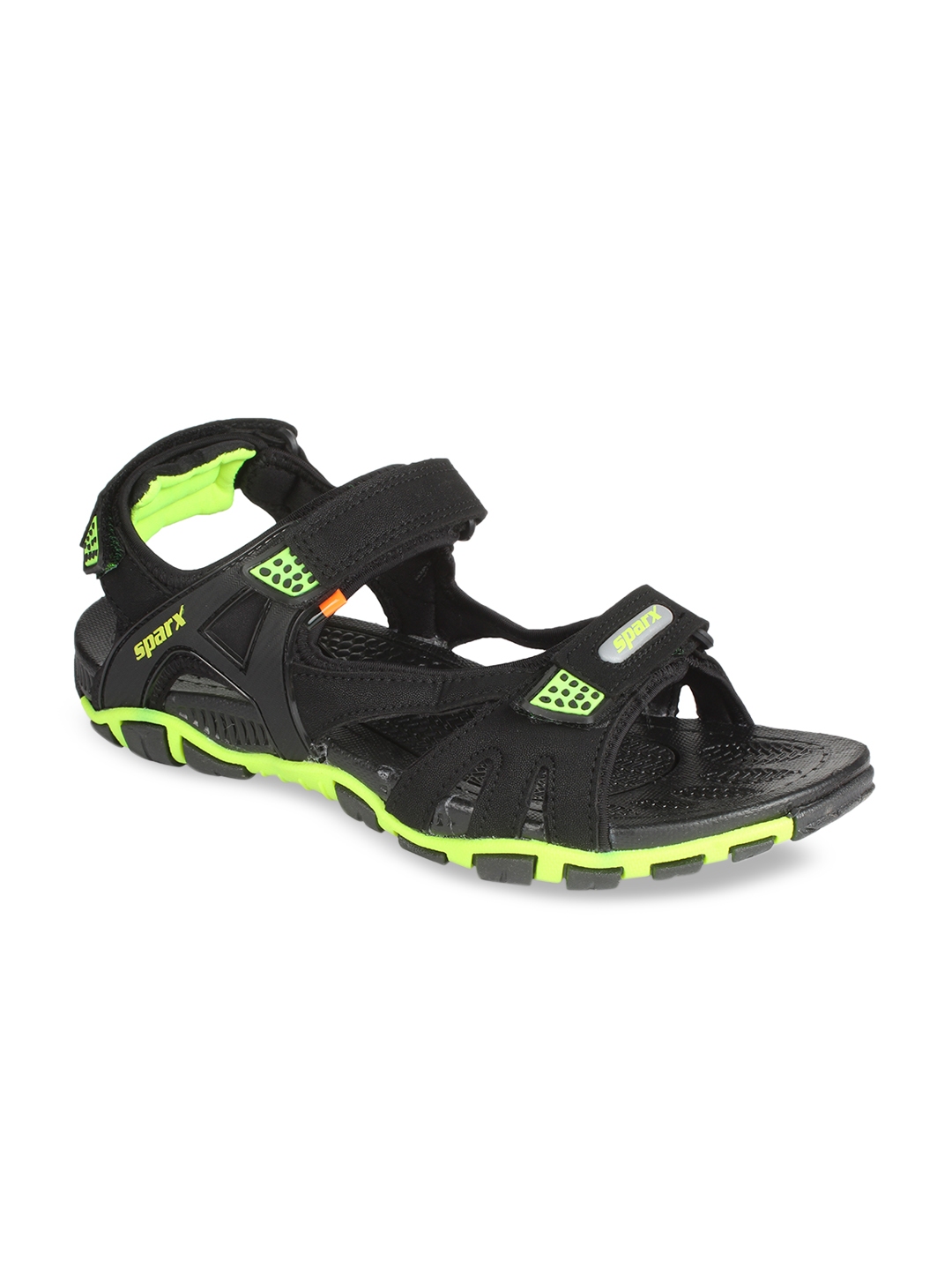 Buy Sparx Men Black Fluorescent Green Sports Sandals Sports