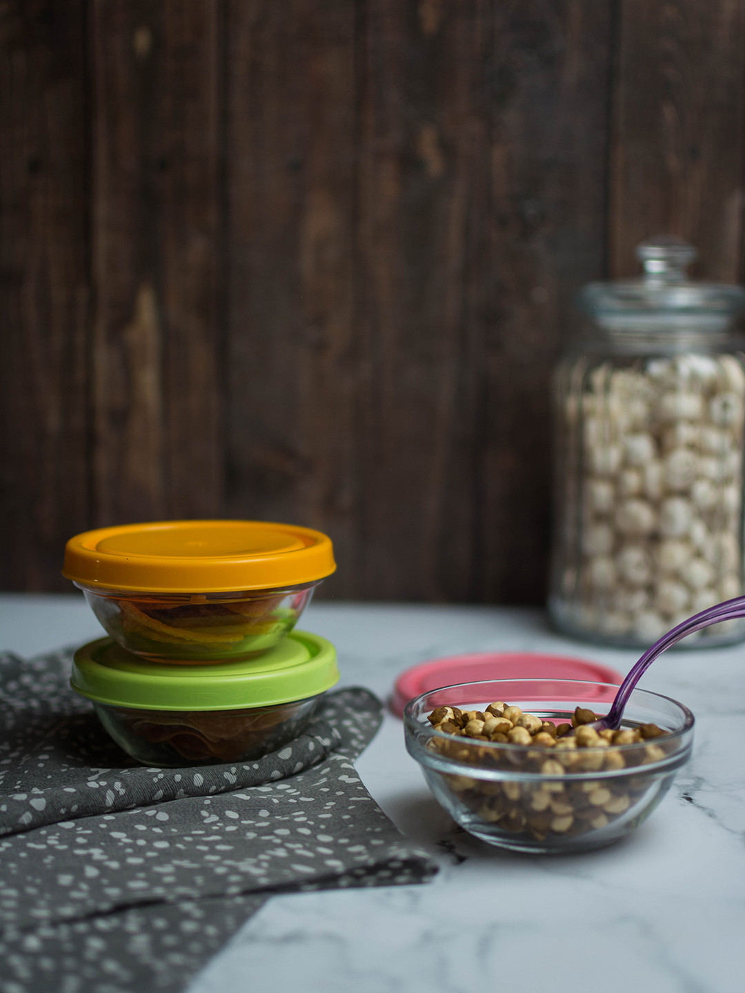 Pasabahce Transparent Glass Air Tight 6 Piece Clip-On Box Container Set-210ml