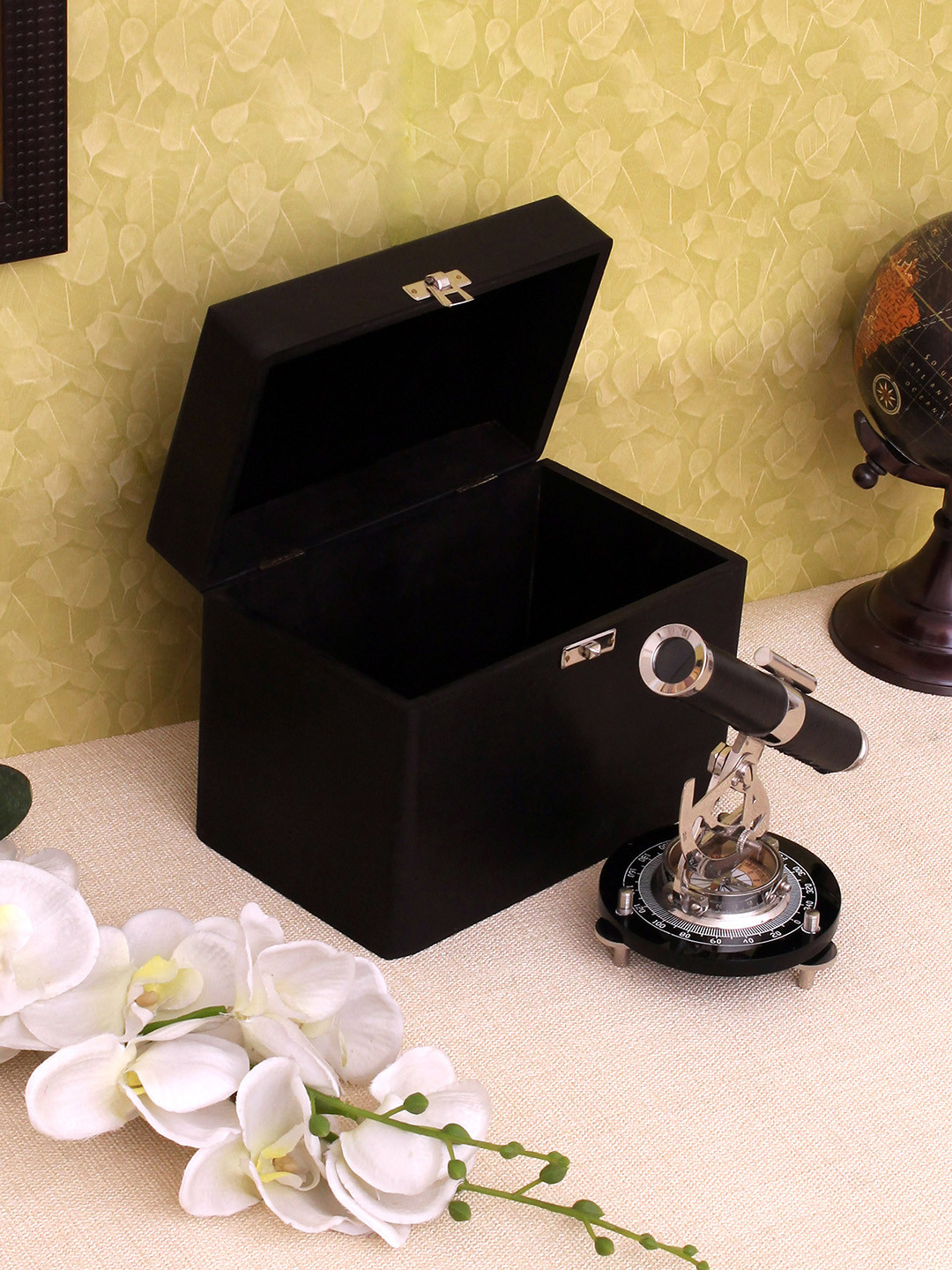 Home Sparkle Black Telescope With Magnetic Compass