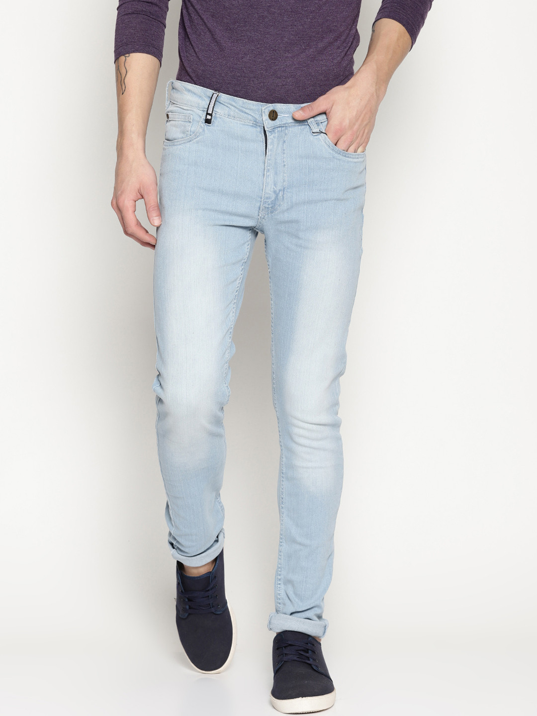 IMPACKT Men Blue Skinny Fit Mid-Rise Clean Look Stretchable Jeans