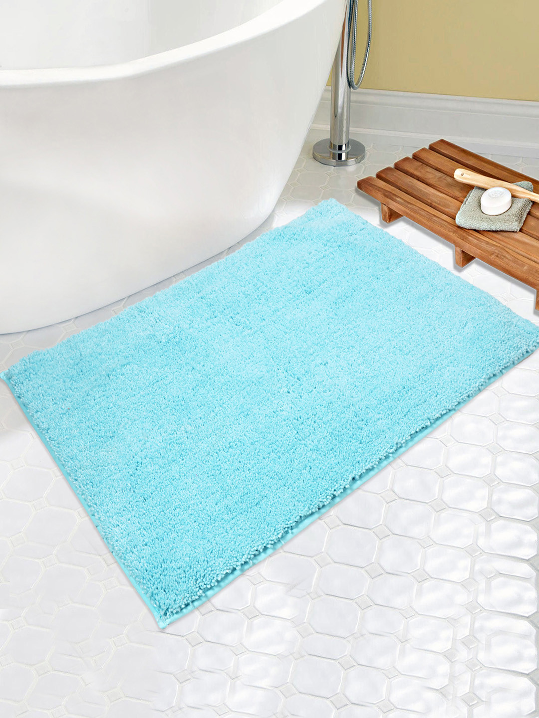 Saral Home Kids Turquoise Blue Anti-Skid Bath Rug