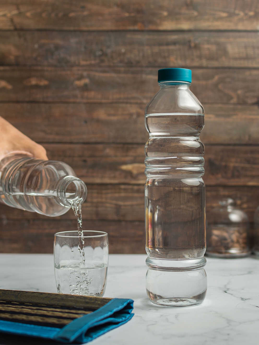 Pasabahce Set of 2 Solid Glass Water Bottles 1000 ml