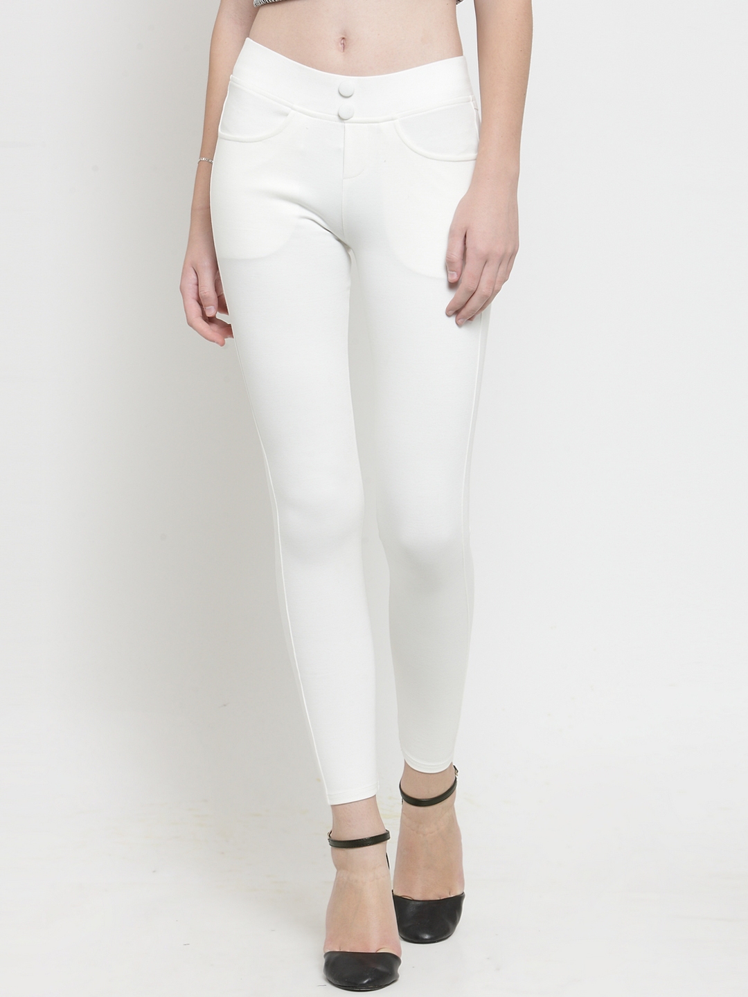 Buy Clora Creation Women White Solid Skinny Fit Jeggings - Jeggings for  Women 9803565