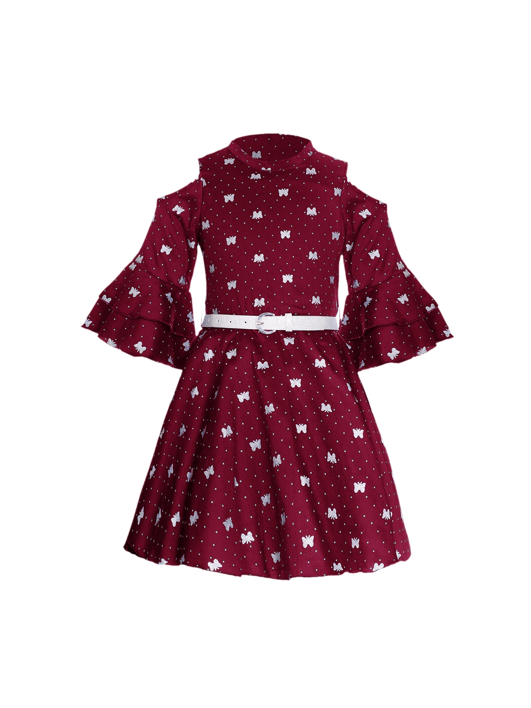 Price History of Naughty Ninos Girls Maroon Printed Fit and Flare Dress from Myntra 111 2936307