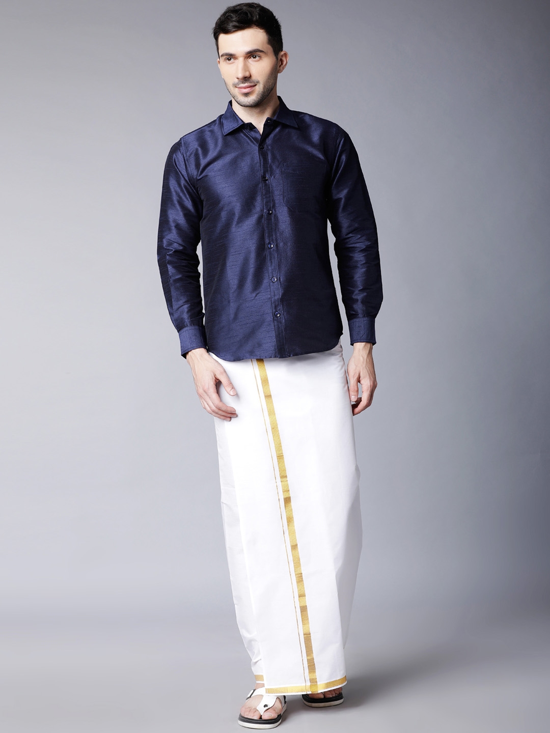 Blue shirt with hotsell dhoti
