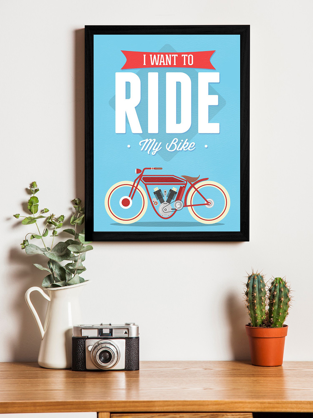 Art Street Blue & Black Wall Art With Wooden Frame