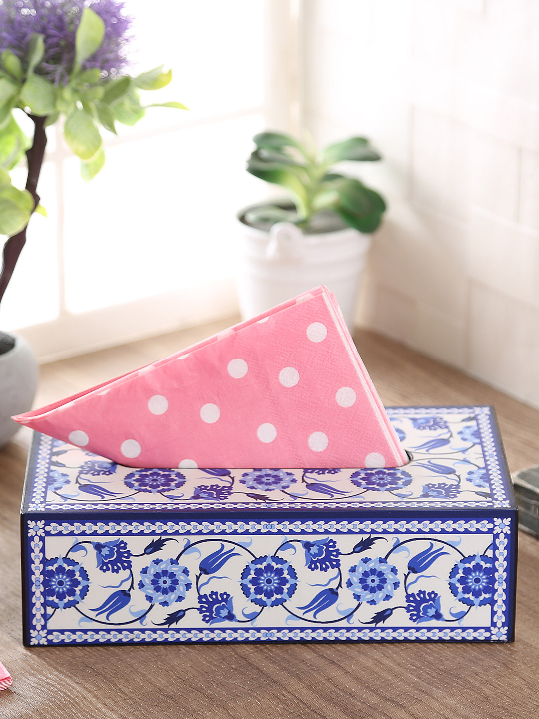Reinvention Factory Blue & White Printed Tissue Holder