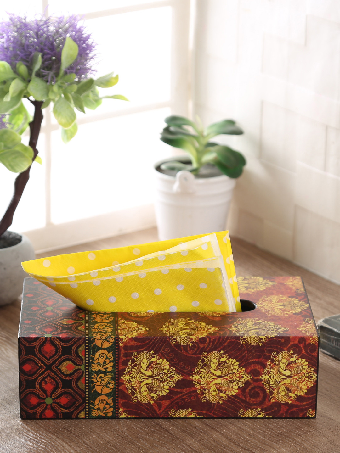 Reinvention Factory Maroon Printed Tissue Holder