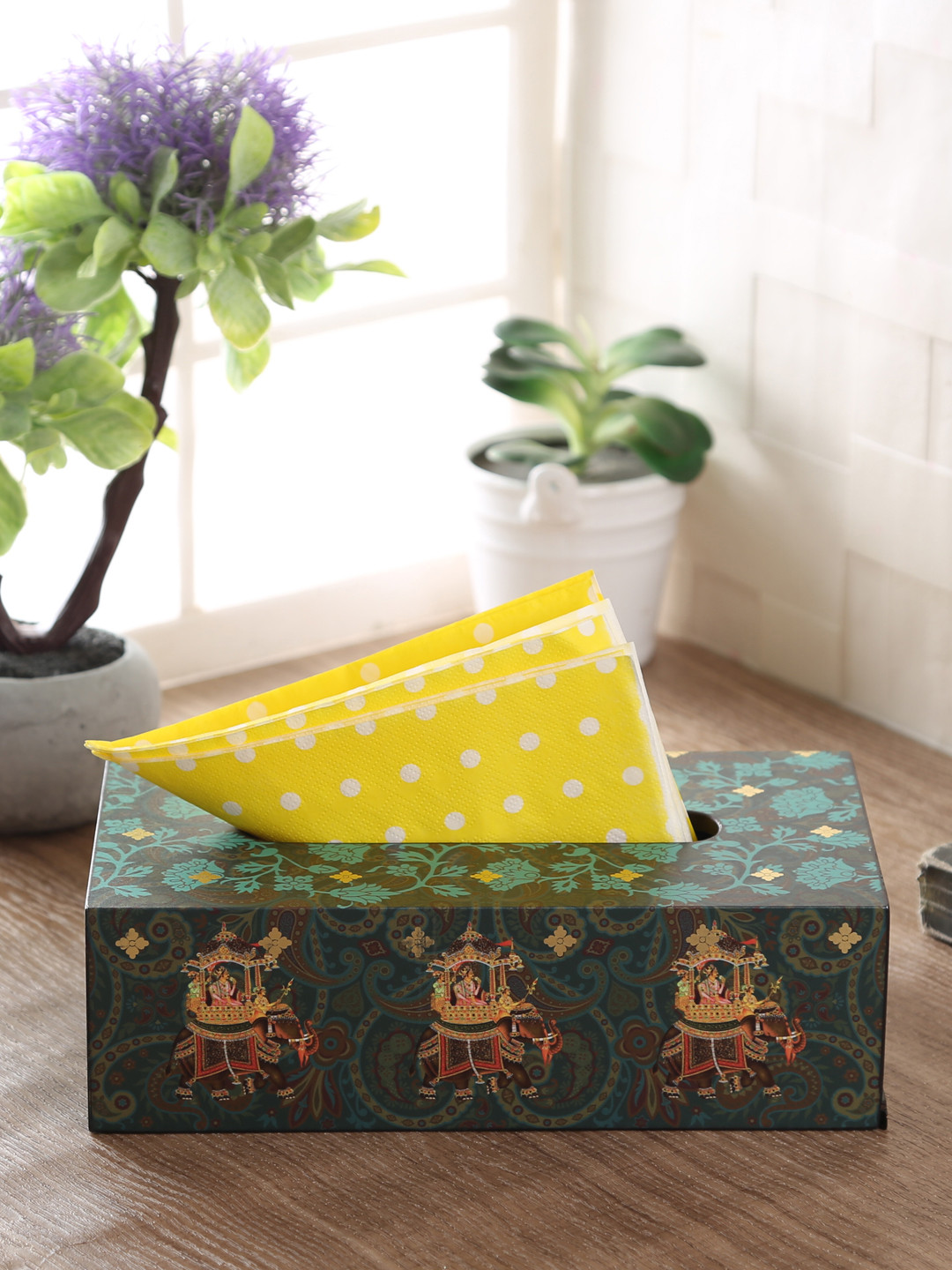 Reinvention Factory Green Printed  Tissue Paper Holder