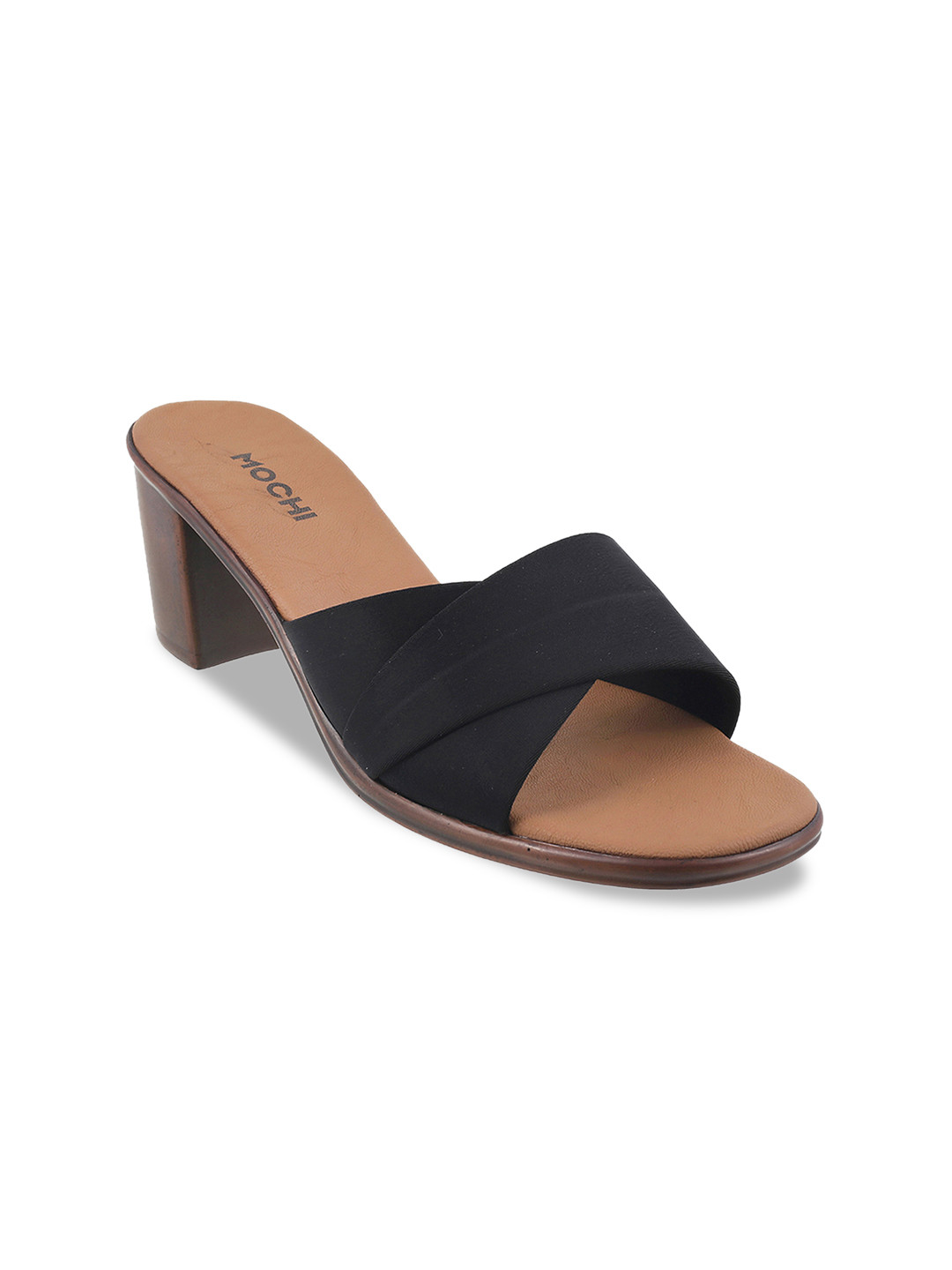 Buy Mochi Women Black Solid Sandals - Heels for Women 9533687 | Myntra
