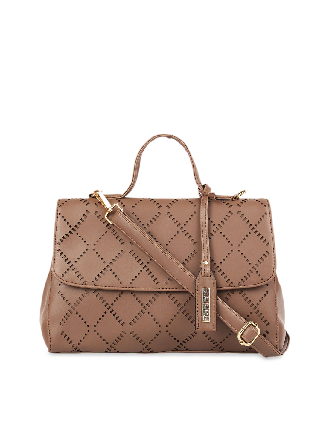 Toteteca Brown Self Design Satchel