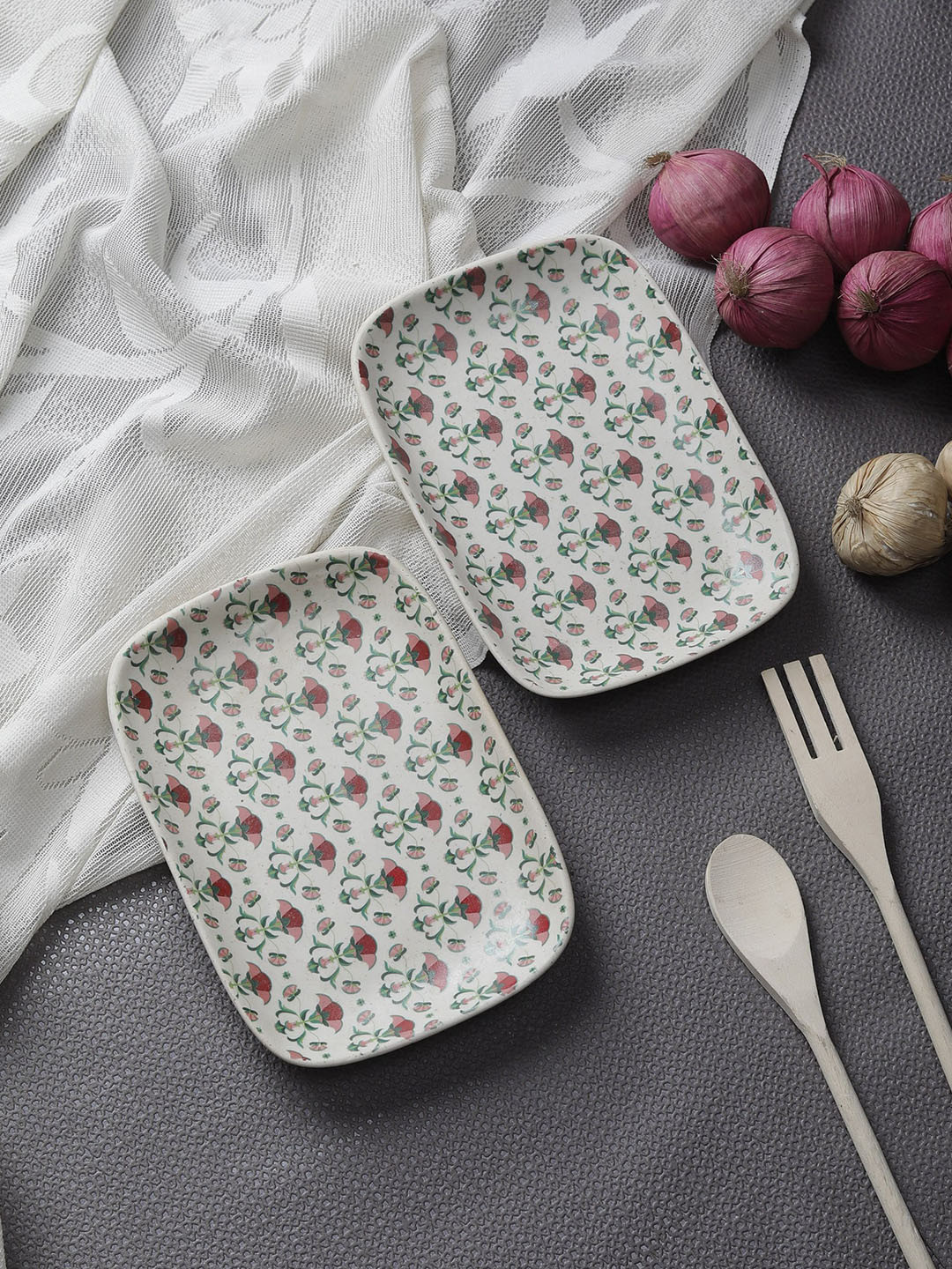 MIAH Decor Beige & Green Set of 2 Platters