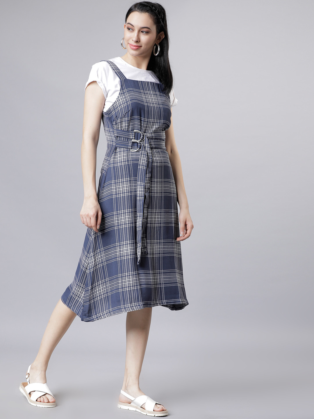 navy blue pinafore dress