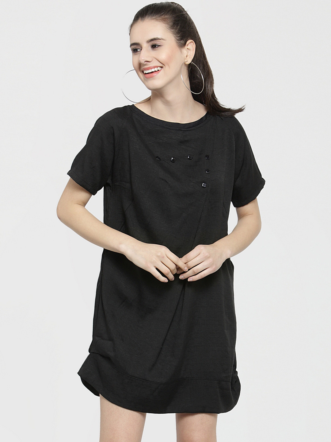 J Style Women Black Solid A-Line Dress