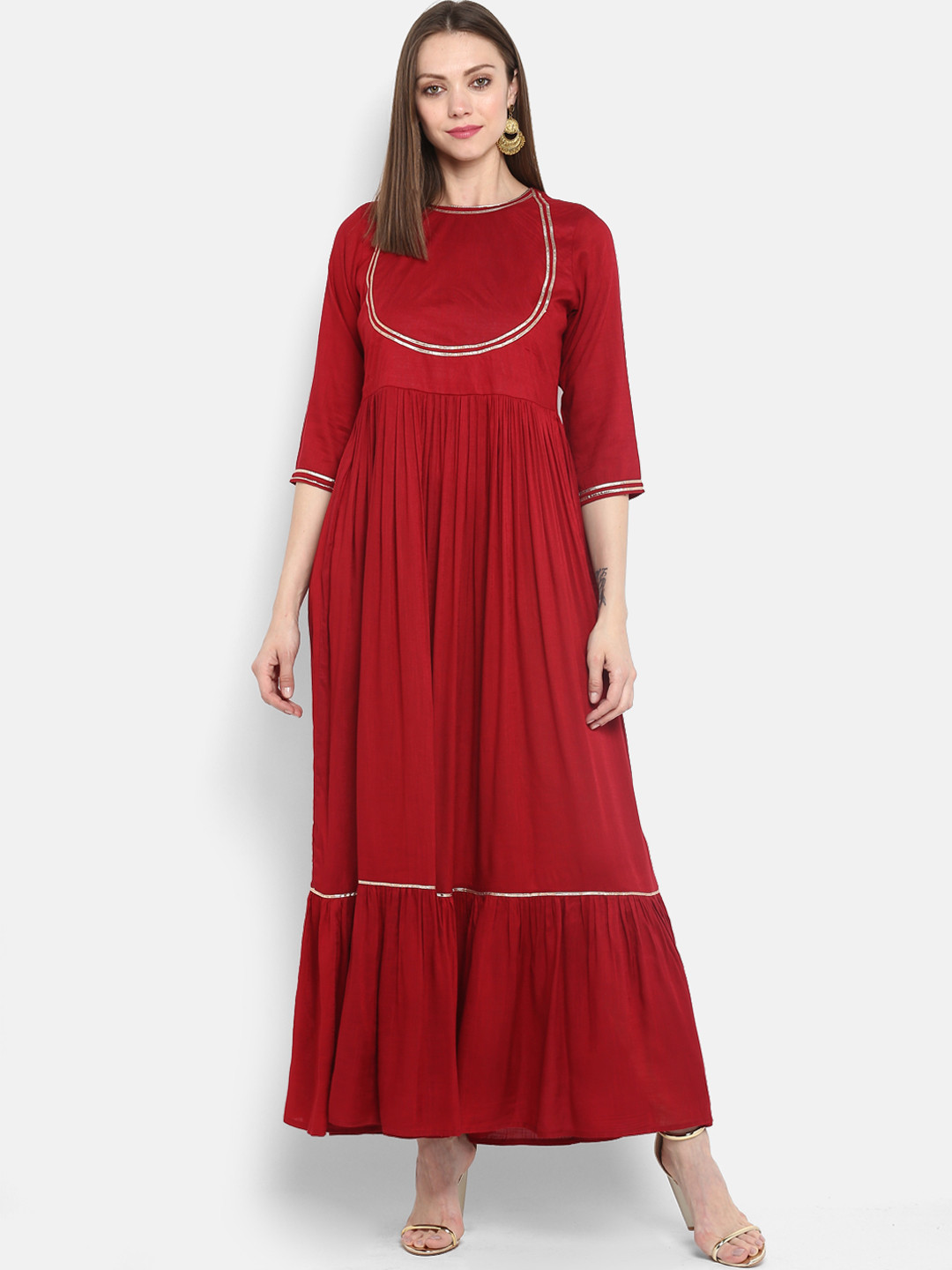 MBE Women Maroon Maxi Dress