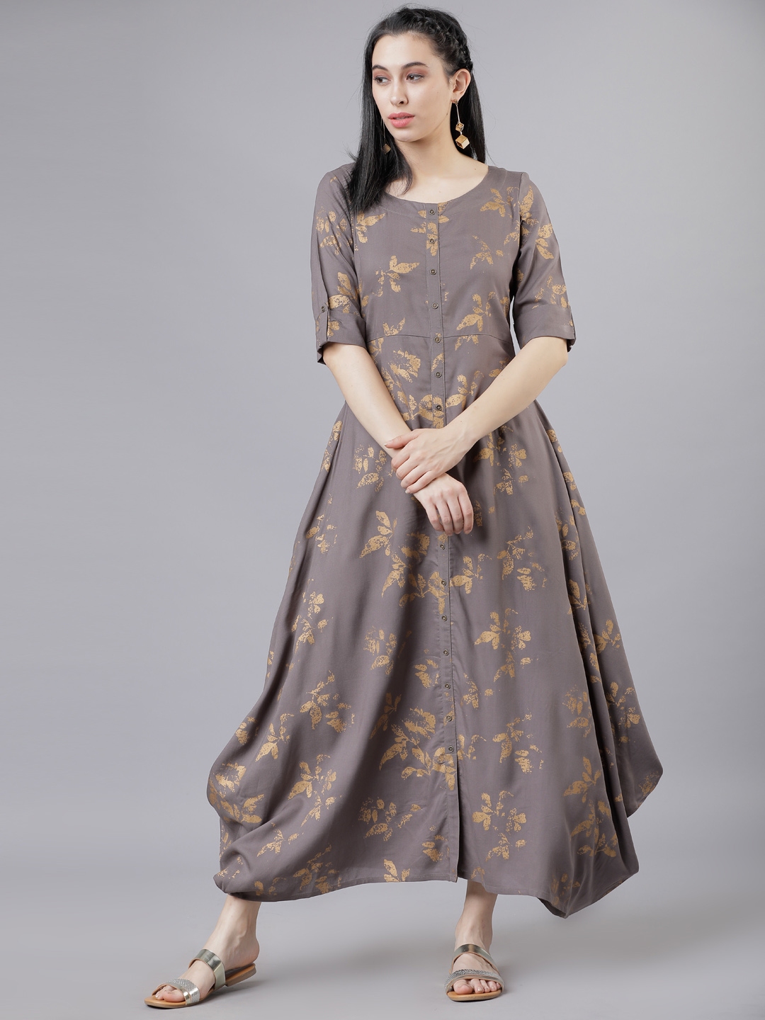 women's grey maxi dress