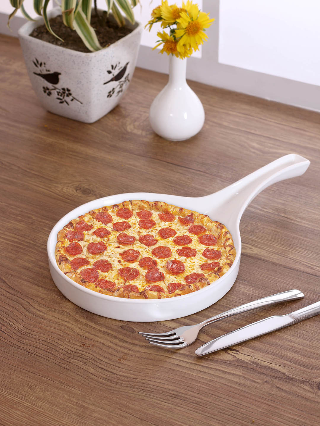CLAY CRAFT White Ceramic Pizza Pan