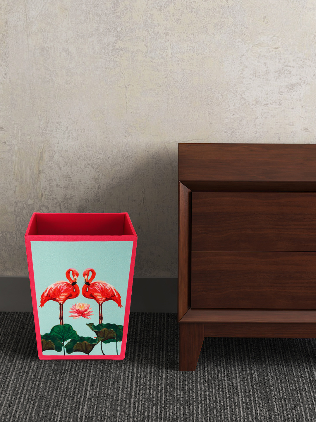 SEJ by Nisha Gupta Blue & Pink Printed Wooden Open Dry Bin