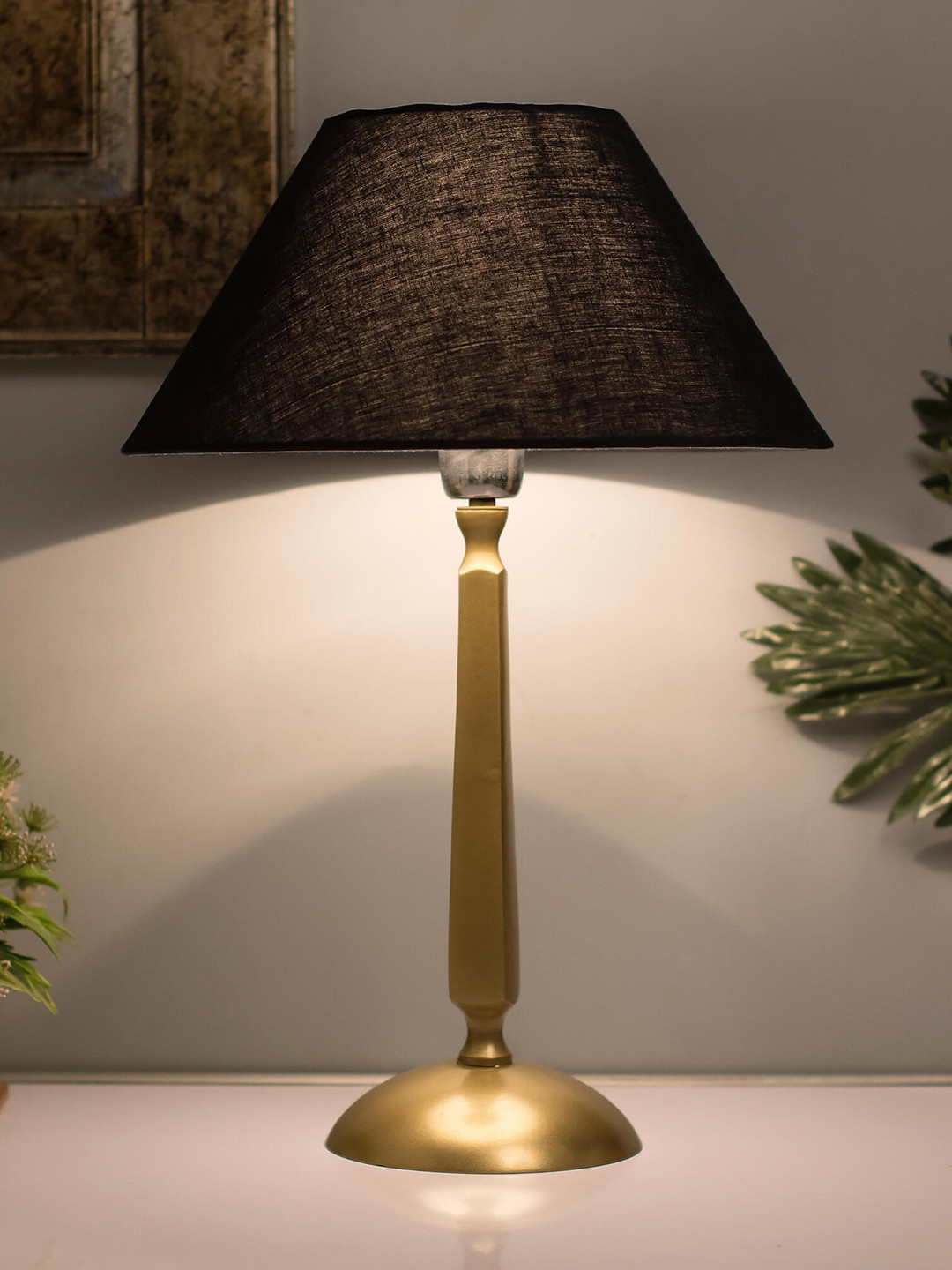Homesake Gold-Toned & Purple Solid Handcrafted Classic Cubist Bedside Standard Lamp