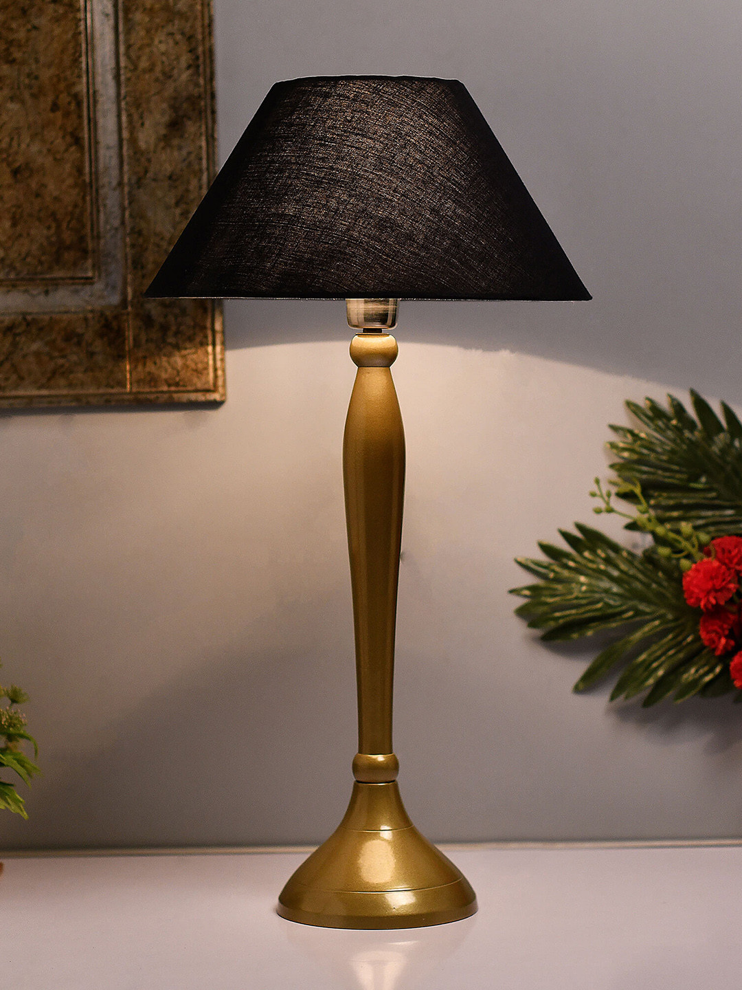 Homesake Gold-Toned & Purple Solid Handcrafted Royal Oviod Bedside Standard Lamp