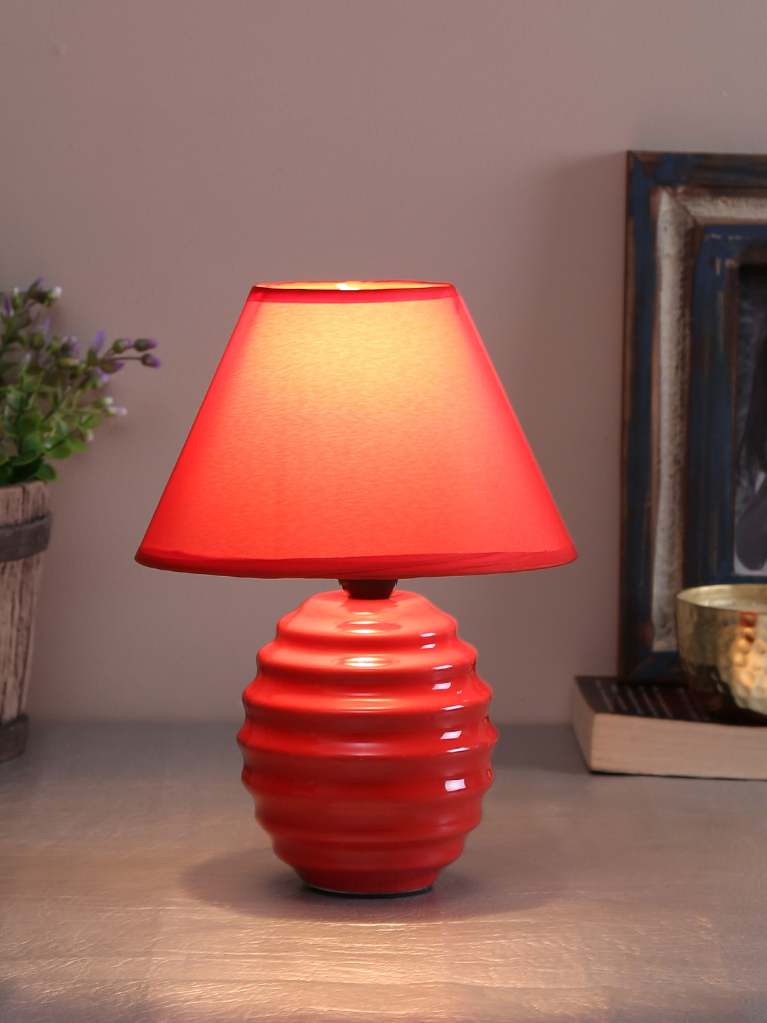 TAYHAA Red Small Bedside Standard Table Lamp