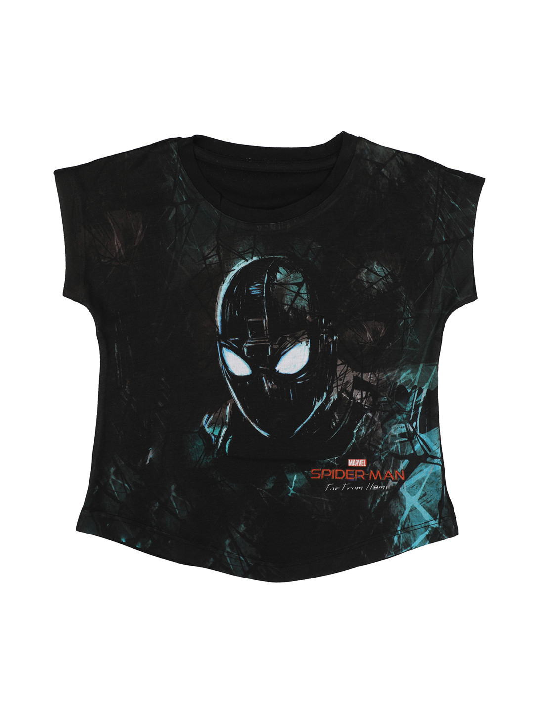 Marvel by Wear Your Mind Girls Black Printed Round Neck T-shirt