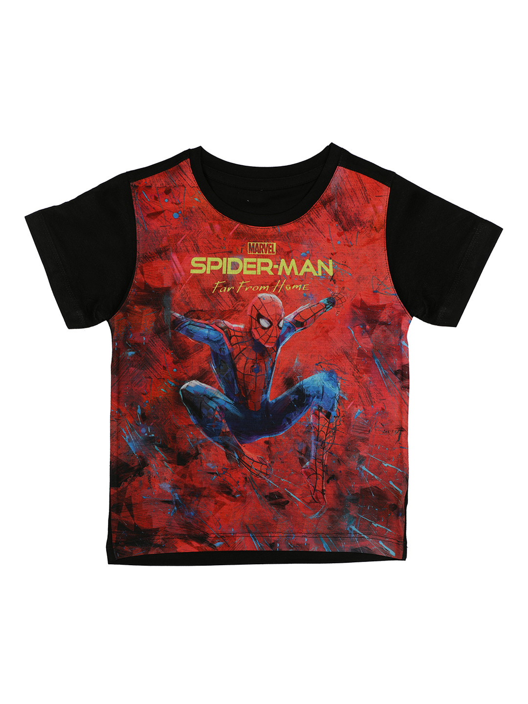 Marvel by Wear Your Mind Boys Red & Black Printed Round Neck T-shirt