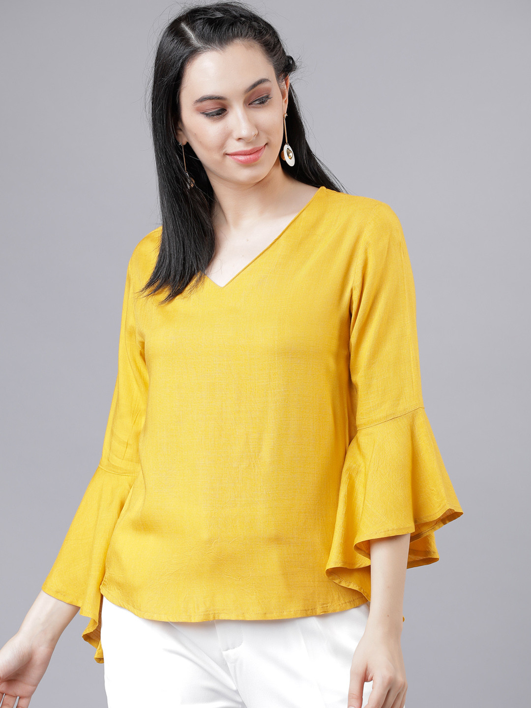 Tokyo Talkies Women Mustard Solid Top