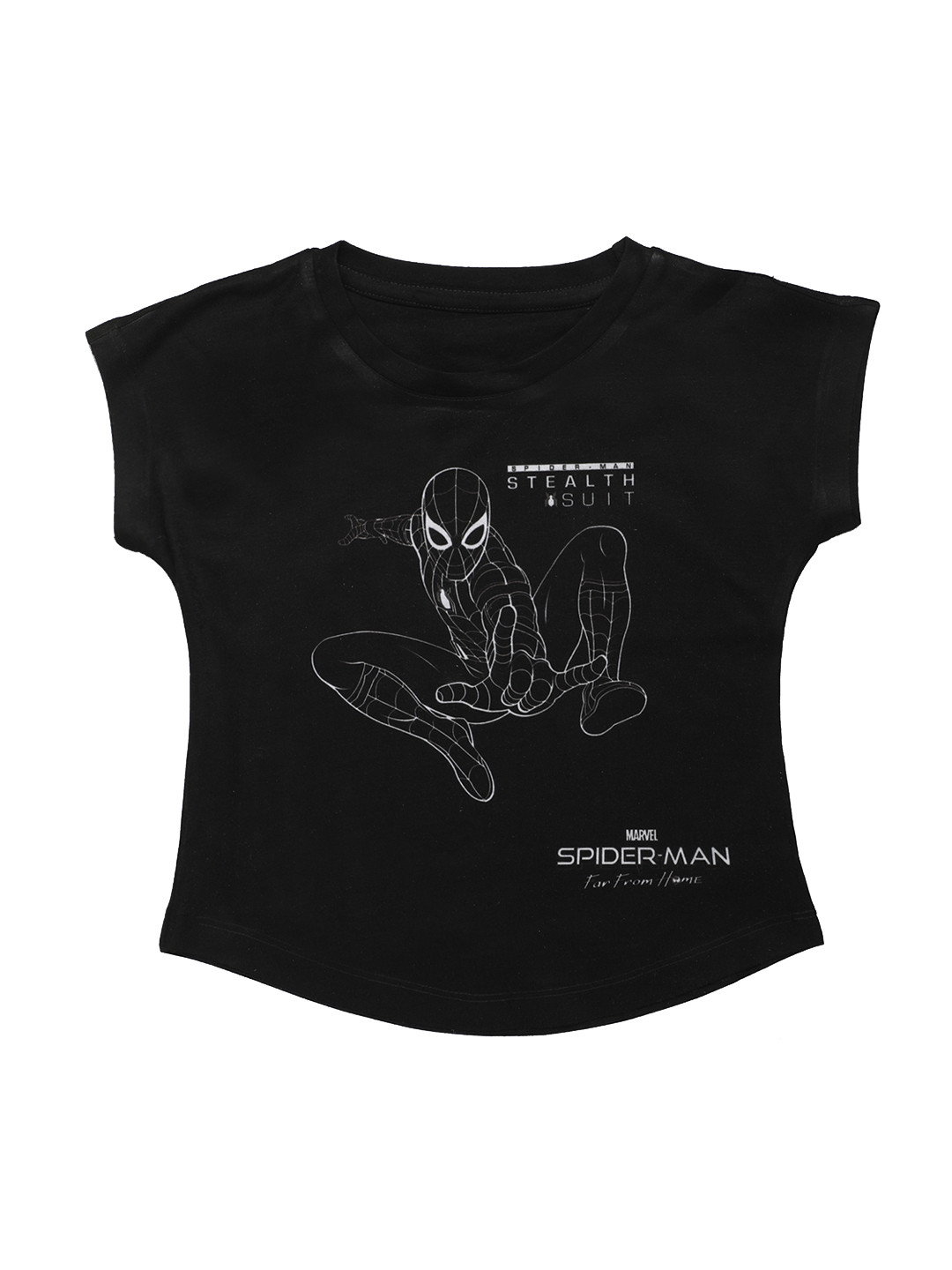 Marvel by Wear Your Mind Girls Black Printed Round Neck T-shirt