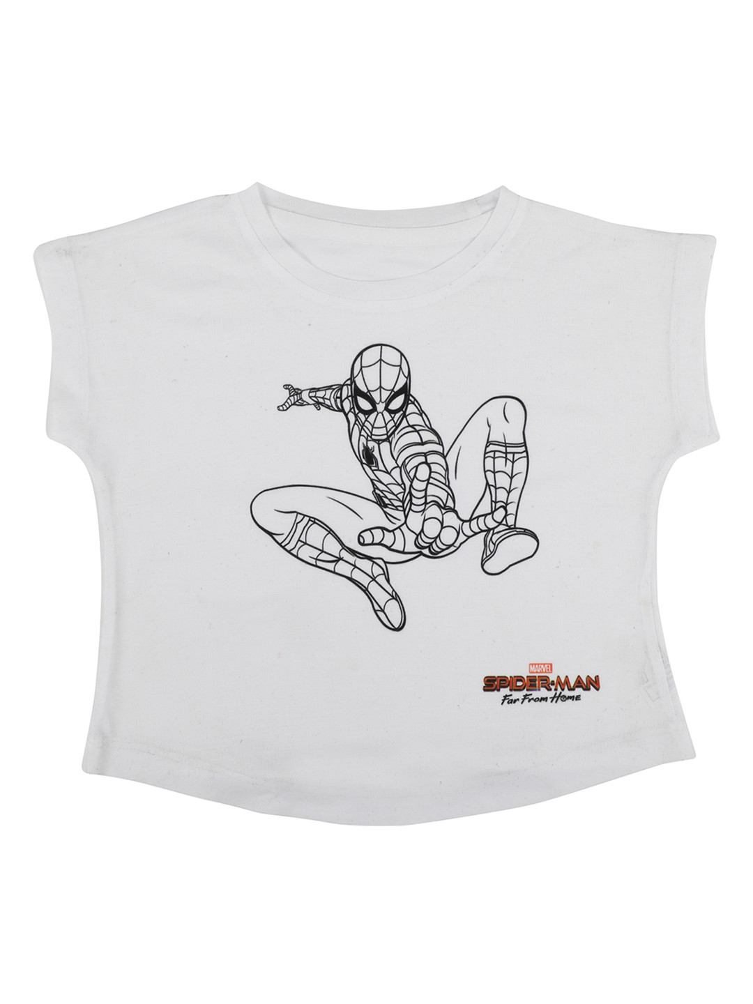 Marvel by Wear Your Mind Girls White Printed Round Neck T-shirt