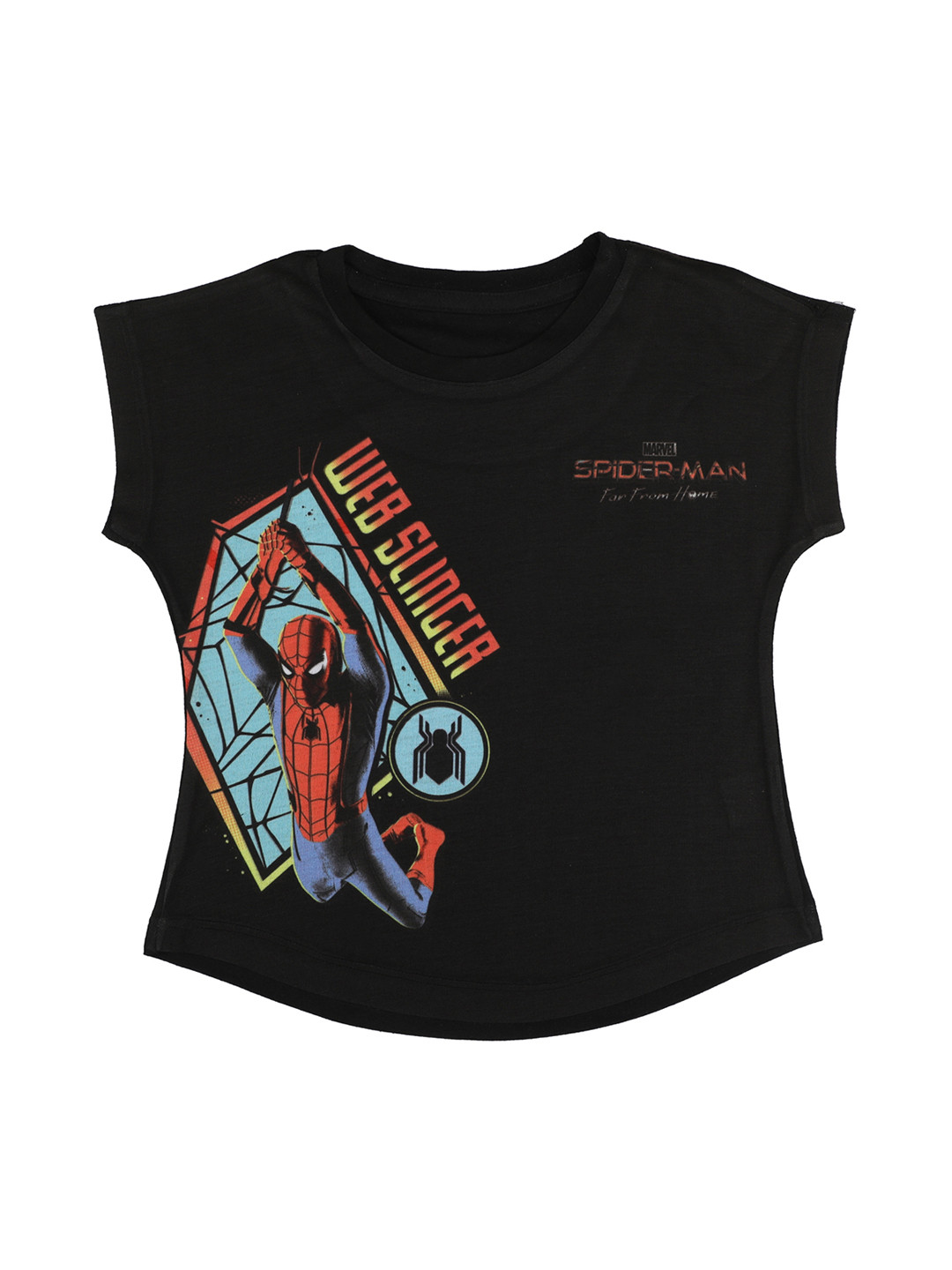 Marvel by Wear Your Mind Girls Black Printed Round Neck T-shirt