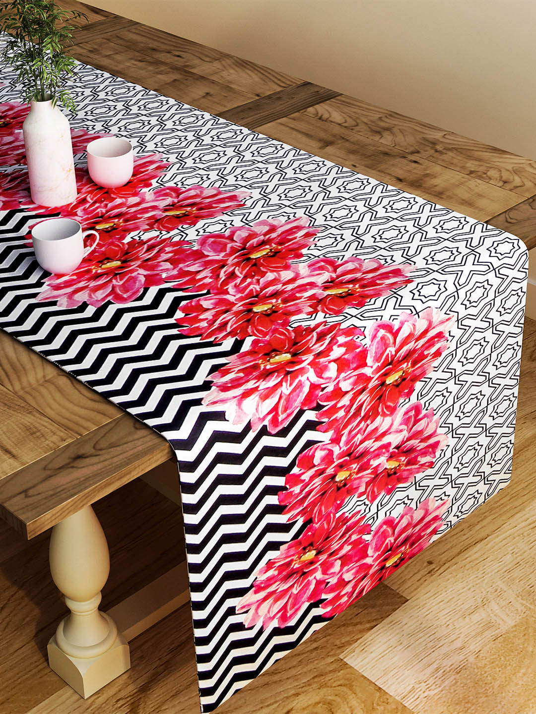 SEJ by Nisha Gupta Red Printed Table Runner
