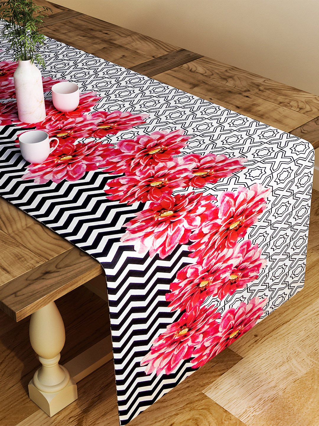 SEJ by Nisha Gupta Red Printed Table Runner