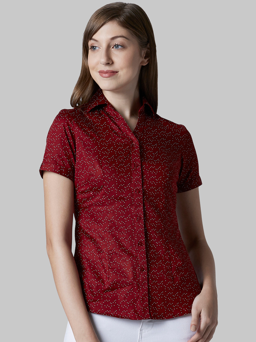 Park Avenue Women Maroon Regular Fit Printed Casual Shirt