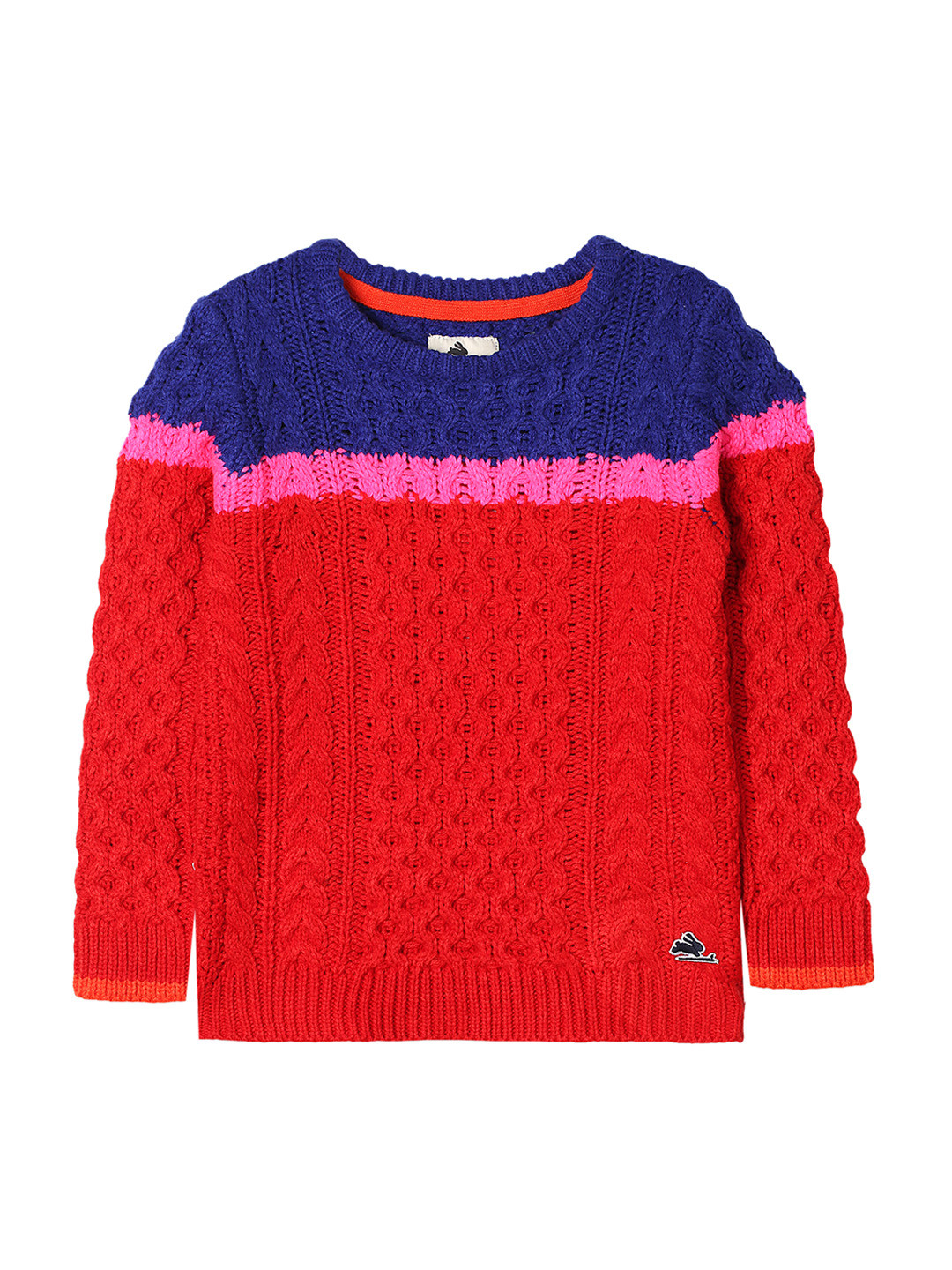 Cherry Crumble Boys Red & Blue Self Design Sweater