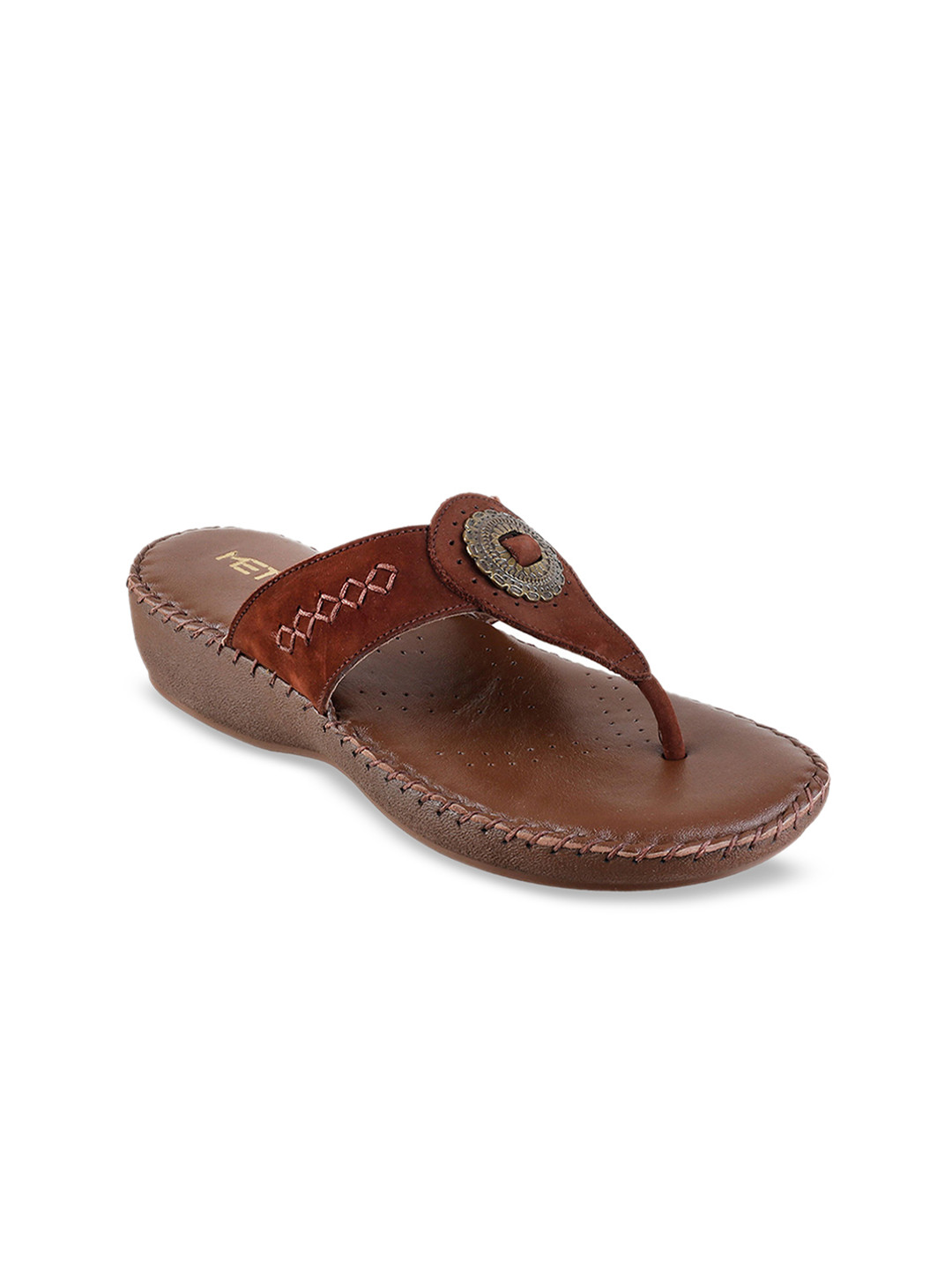 Metro Women Brown Solid Comfort Heels