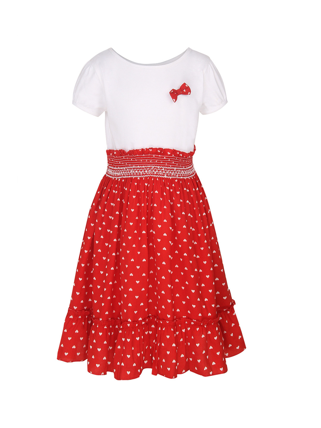 StyleStone Girls Red & Off-White Fit and Flare Dress