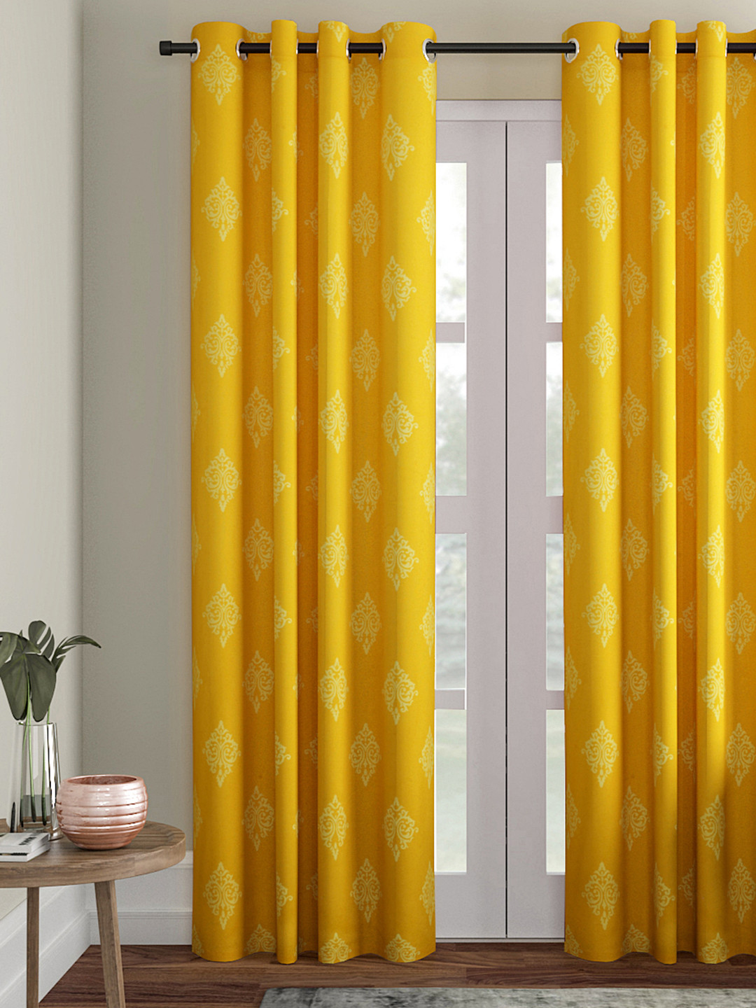 Soumya Yellow Set of Single Door Curtains