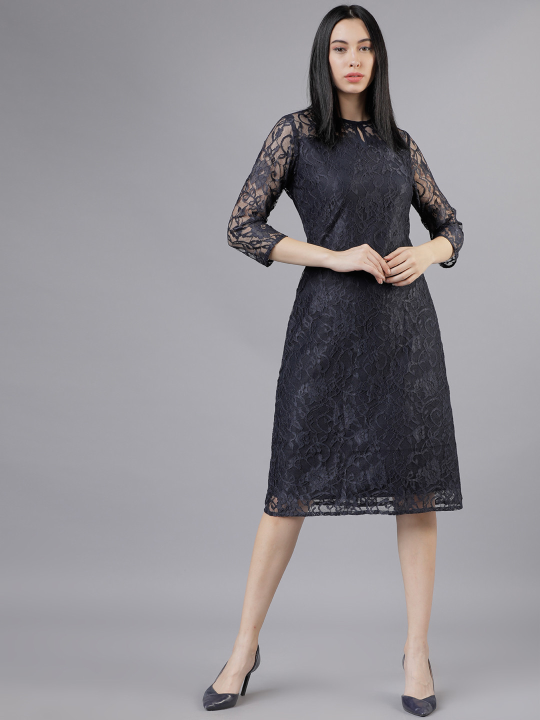 Tokyo Talkies Women Navy Blue Sheath Dress