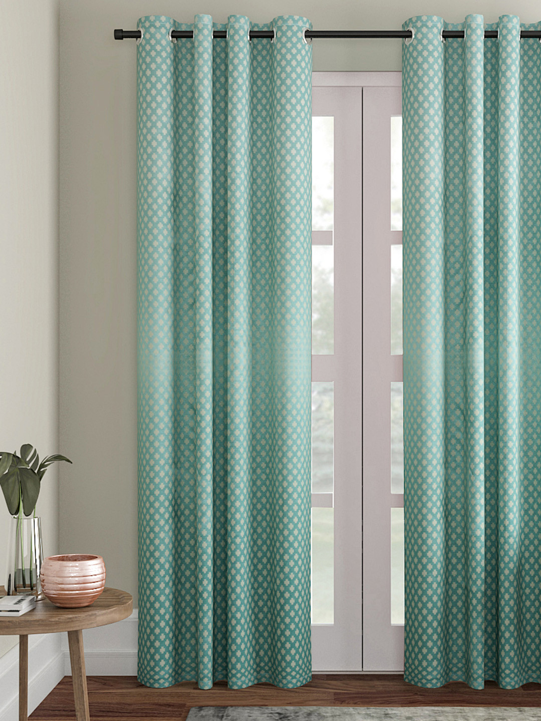 Soumya Turquoise Blue Single Door Curtain