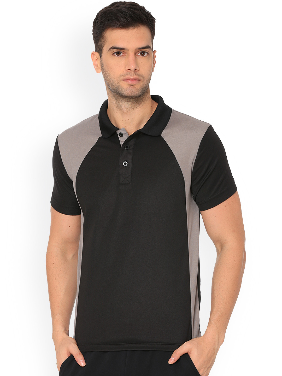 Puma Men Black Colourblocked Polo Collar T-shirt