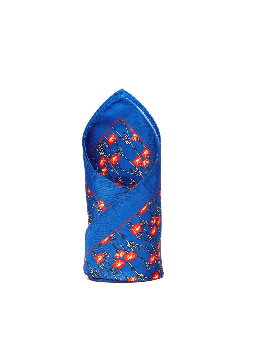 Alvaro Castagnino Blue & Orange Floral Printed Pocket Square
