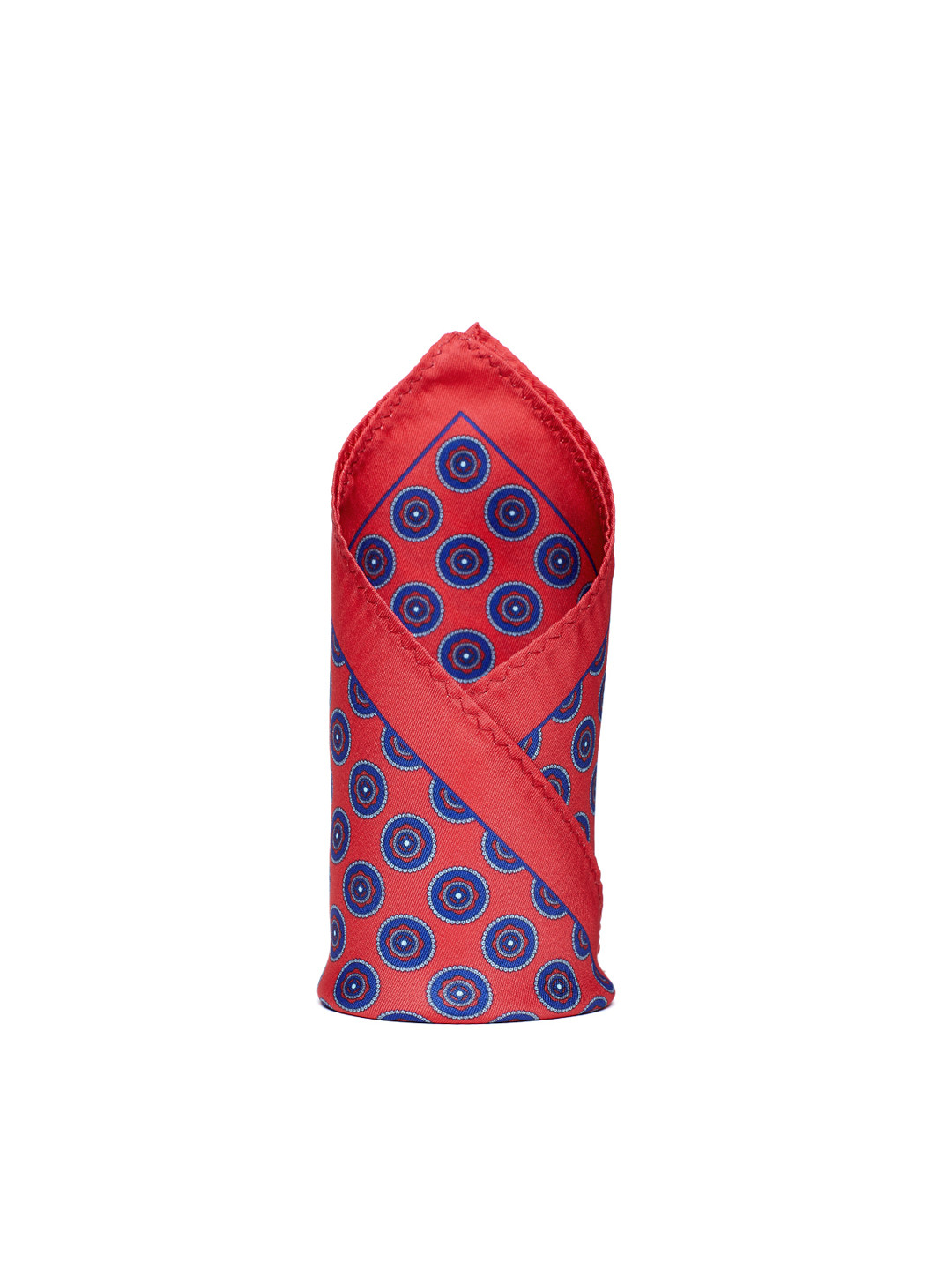 Alvaro Castagnino Rust Brown & Blue Printed Pocket Square