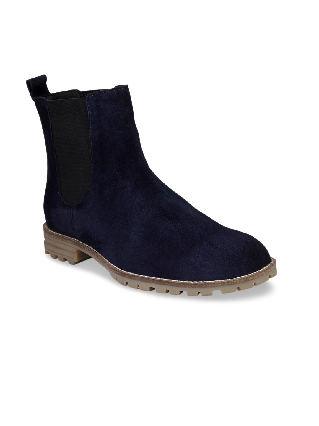 Hirels Men Solid Suede High-Top Chelsea Boots